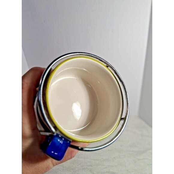 Pier One Inports Hand Painted Stoneware Cup Set of 4 Stackable Cups with Stand. - Picture 6 of 6